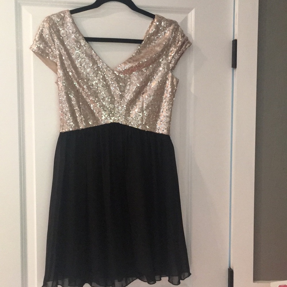 Sequined and black chiffon dress